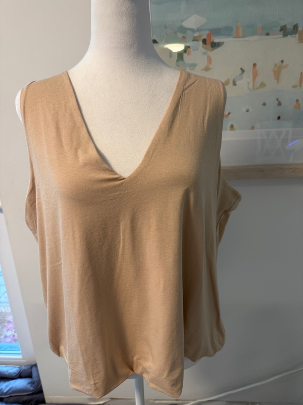 NWT 🌸 Lands' End Sleeveless V-Neck Tank in Camel Tan Size Large